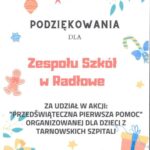 Podziękowania dla Zespołu Szkół w Radłowie