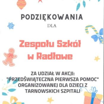 Podziękowania dla Zespołu Szkół w Radłowie