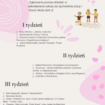 Ciekawy program półkolonii 2022/23